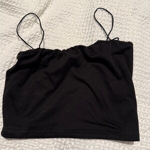 Black Slim Spaghetti-Strap Crop Top
